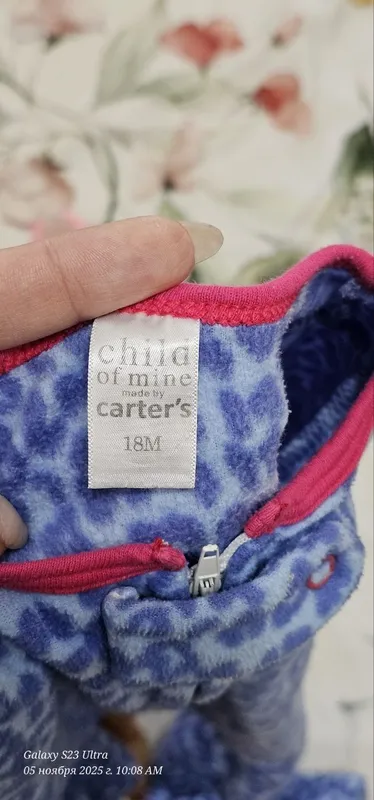Флисовые тёплые слипы Carter's на 12 и 18 месяцев — фото 2