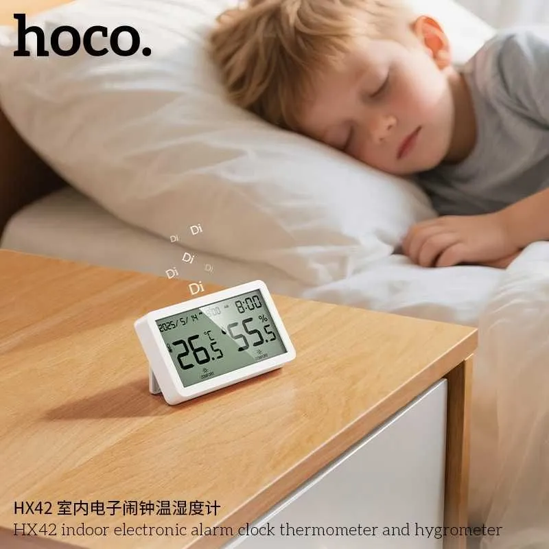 Hoco HX42 Электронные часы-термометр-гигрометр с будильником — фото 1