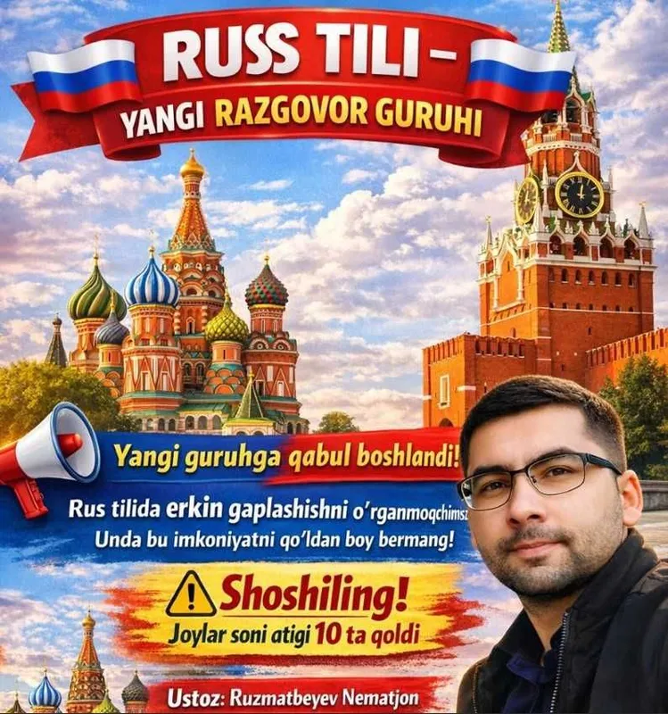 Русский язык с нуля. разговорная группа. Noldan rus tili. so‘zlashuv.