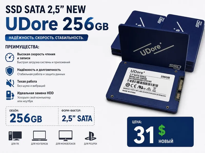 SSD SATA 2.5” UDore 256GB NEW 1