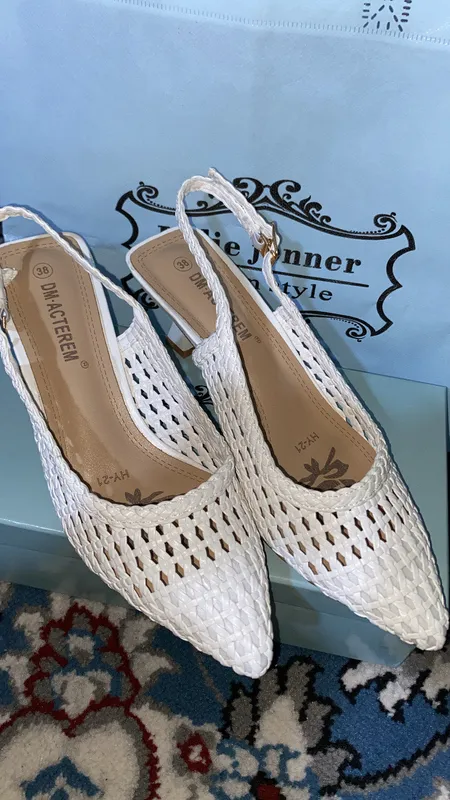 Ayollar uchun oq to‘rli slingback tufli — фото 3