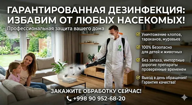 Дезинфекция, дезинсекция. Гаpантия. Без запаха.