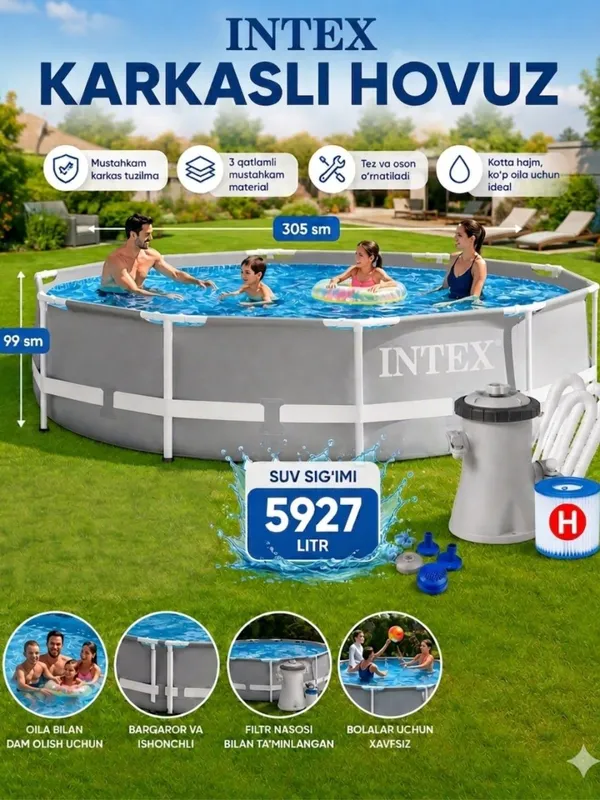 Intex dumaloq basseyn 305x99