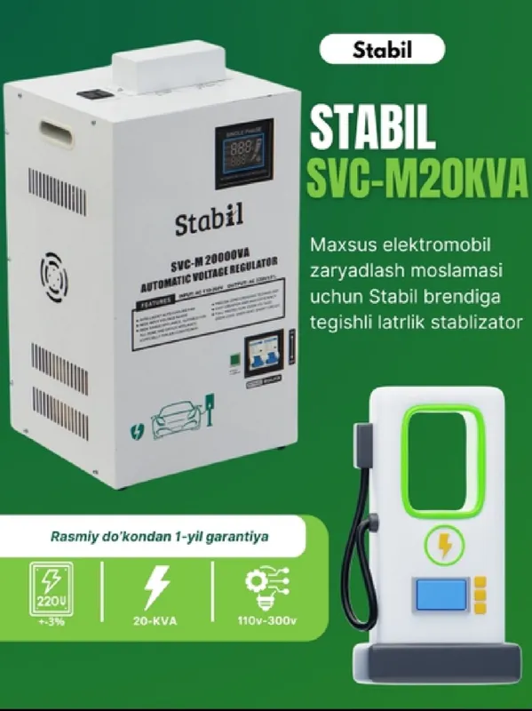 Elektromobil uchun stabilizator 20 kva