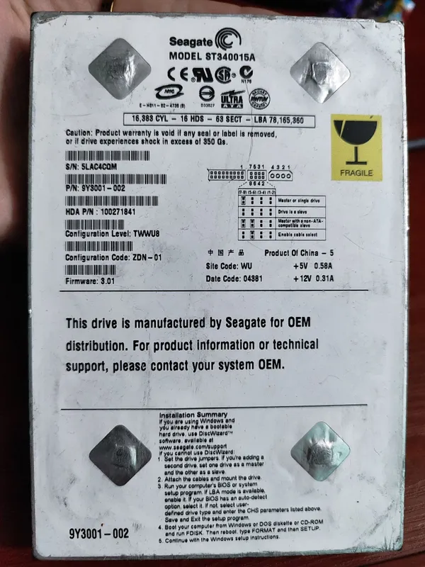 HDD ATA 40 gb жёсткий диск