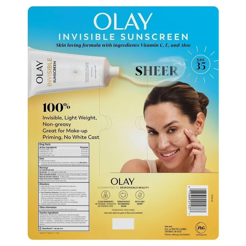 2 в 1: Солнцезащитный крем + Праймер , Olay Invisible Sunscreen, SPF 3 — фото 1