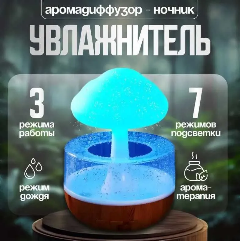 Увлажнитель для воздуха ночник Ночник дождик гриб — фото 4
