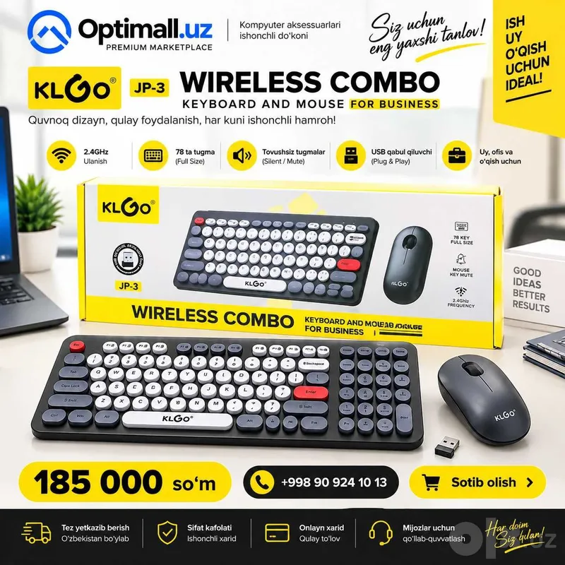 Беспроводная клавиатура - KLGO JP-3 Wireless Combo Беспроводная клавиатура - KLGO JP-3 Wireless Combo