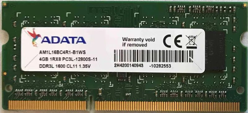 Память SODIMM Adata 4 ГБ 1Rx8 PC3L-12800S-11 Память SODIMM Adata 4 ГБ 1Rx8 PC3L-12800S-11