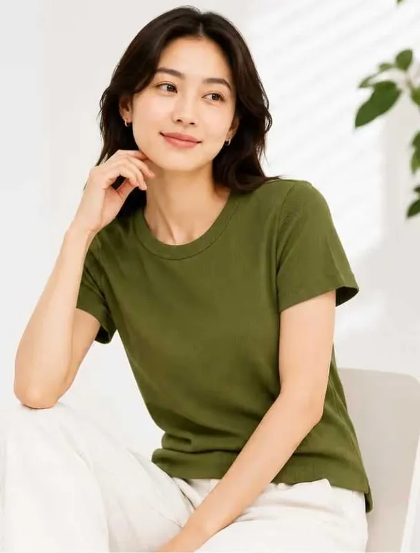 Новая женская мягкая ребристая футболка UNIQLO М и L разм зел роз Дост 5 Новая женская мягкая ребристая футболка UNIQLO М и L разм зел роз Дост 5