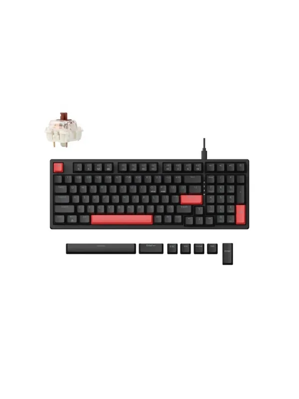 Клавиатура механическая Lemokey X5 104Key, Keychron Brown, USB-A, QMK, EN/UZ/RU, Red LED, чёрный — фото 2