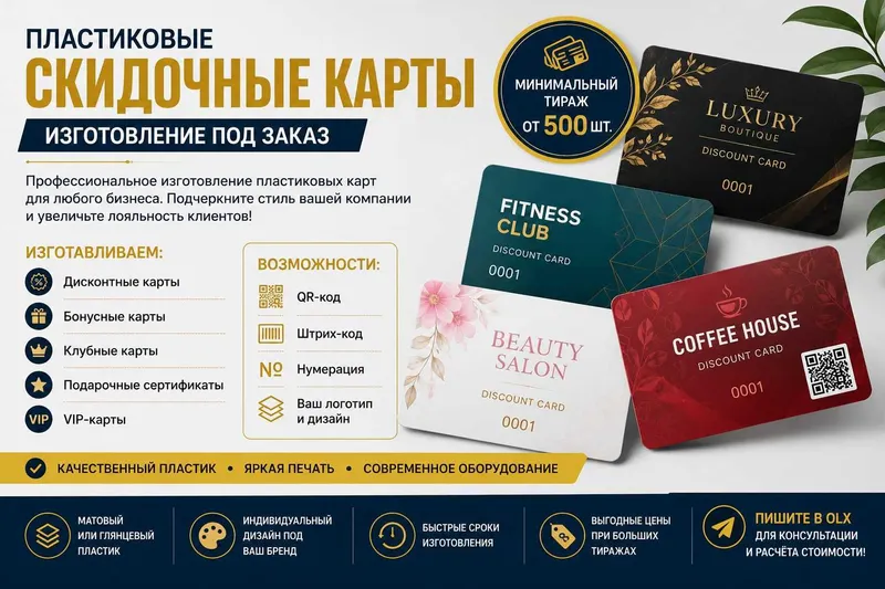 Пластиковые скидочные карты | Изготовление под заказ