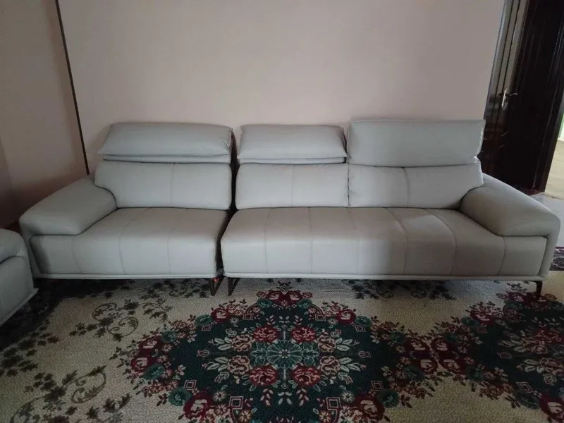 Диван+кресло кожанные-новые, раскладные-БУ. Шкаф, сервант.