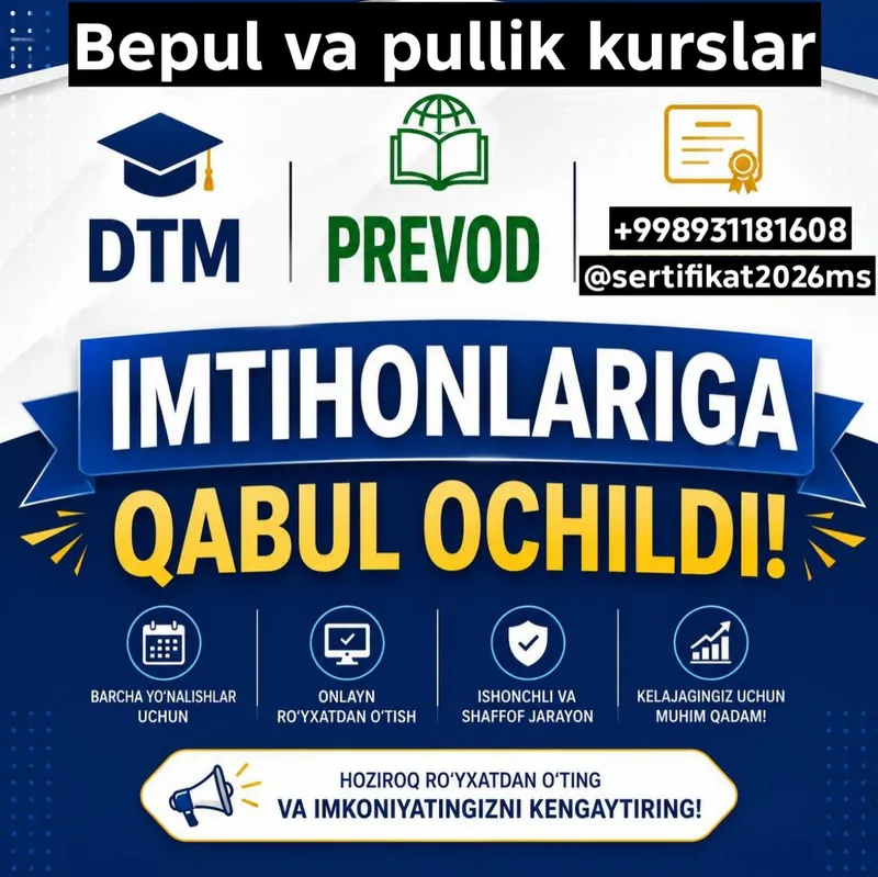BEPUL VA PULLIK KURSLAR SIZNI KUTMOQDA Filologiya Oʻzbek tn ilmiy kan BEPUL VA PULLIK KURSLAR SIZNI KUTMOQDA Filologiya Oʻzbek tn ilmiy kan