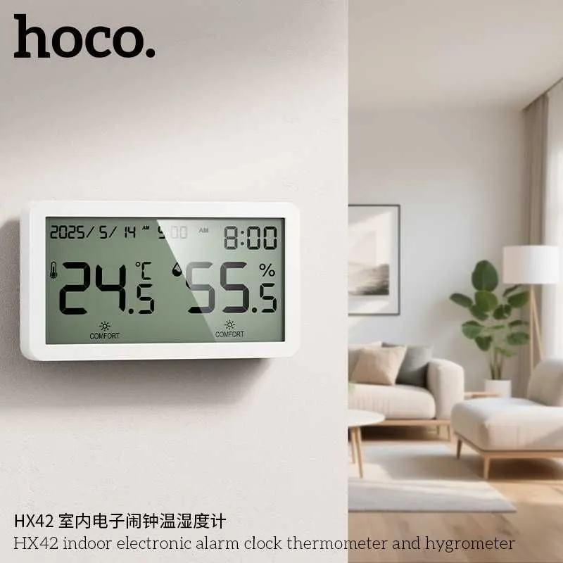 Hoco HX42 Электронные часы-термометр-гигрометр с будильником