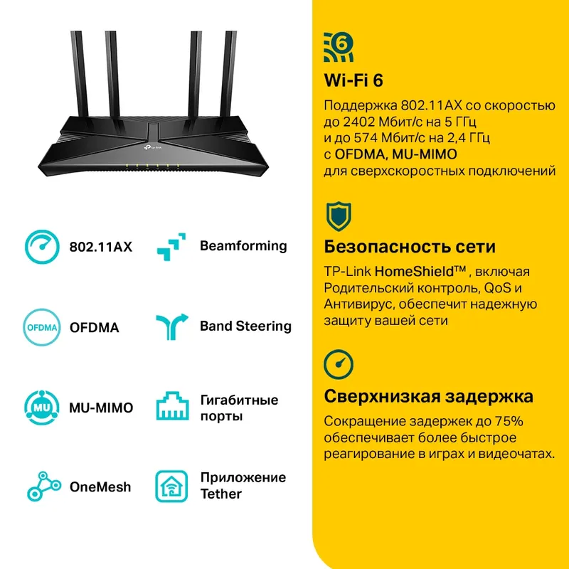 Роутер Tp-Link AX53 Wi-Fi 6 — фото 5 Роутер Tp-Link AX53 Wi-Fi 6 — фото 5