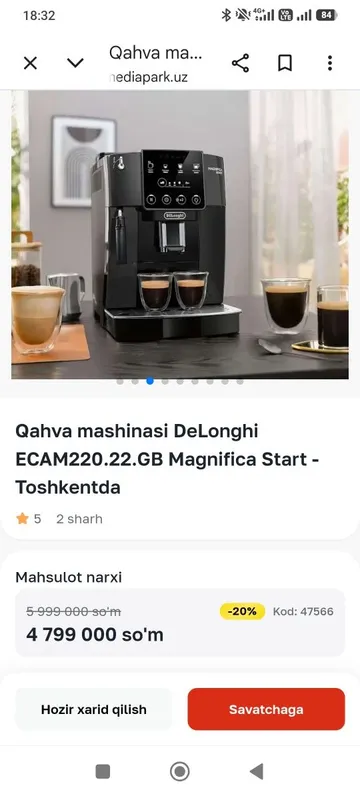 kofe mashina ofesga deb olingan 18kun ishlatildi ofes yopildi yangidey 3