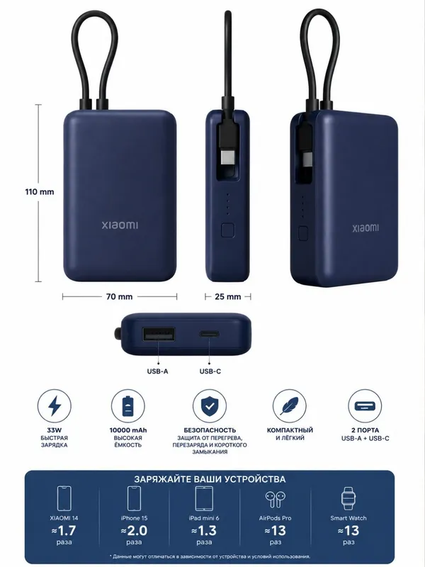 Tashqi akkumulyator, Xiaomi power bank. 100000mAh, USB zaryadlovchi — фото 5
