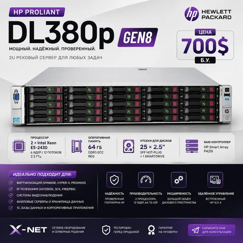 HP ProLiant DL380p Gen8 – biznes va virtualizatsiya uchun qudratli server