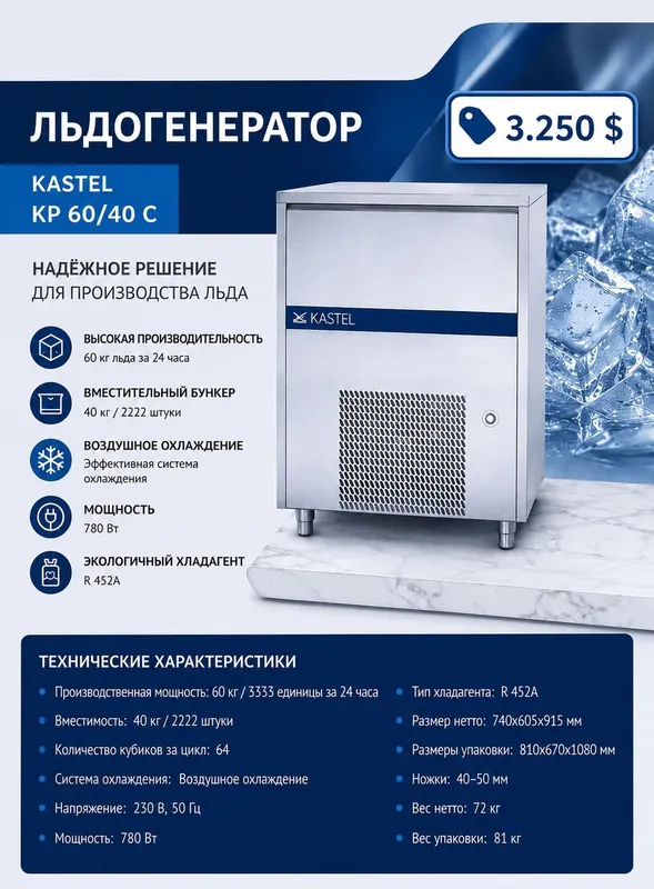 Льдогенератор Kastel KP 60/40 C