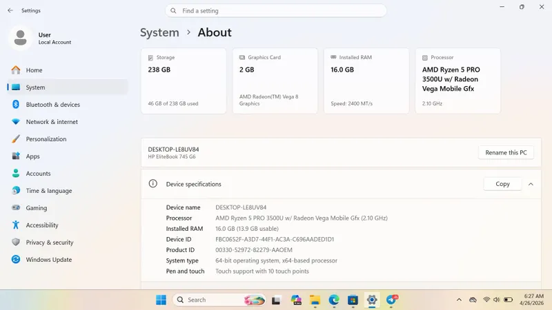 HP EliteBook 745 core i7- 16/256 с видеокарт 2GB — фото 2