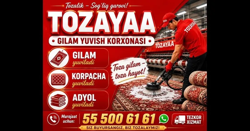 TOZAYAA - Toshkentda premium gilam yuvish xizmati \ Премиум стирка 1 TOZAYAA - Toshkentda premium gilam yuvish xizmati \ Премиум стирка 1