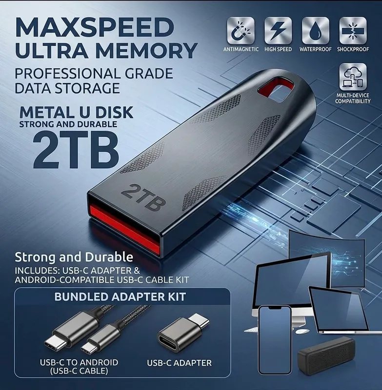 Флешка 2 ТБ, переходник USB-C в подарок. Флешка 2 ТБ, переходник USB-C в подарок.