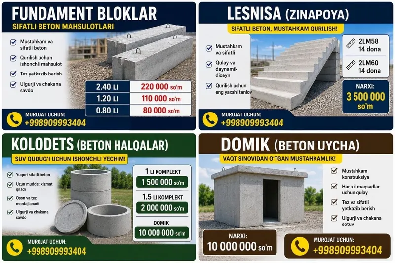 Beton mahsulotlari 2 Beton mahsulotlari 2