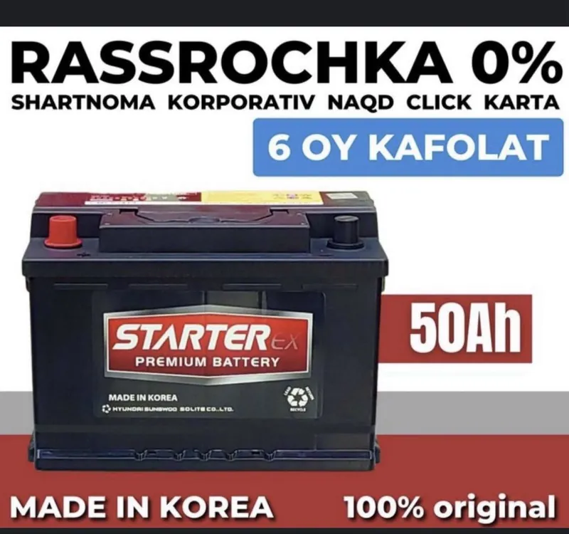 Akumlyator Starter barcha turdegi moshinala uchun