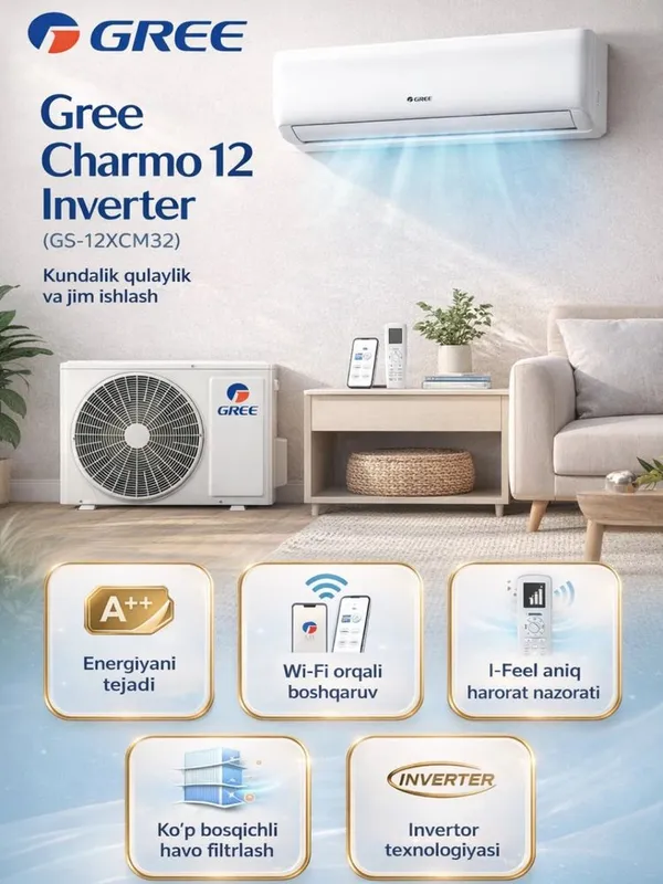 Кондиционер Gree Charmo 12 R32/Ten/Invertor/Eco mode/Gree compressor