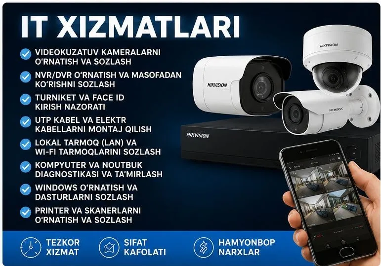 IT xizmatlari | dasturlar | videokuzatuv | tarmoq | kompyuter yord 5 IT xizmatlari | dasturlar | videokuzatuv | tarmoq | kompyuter yord 5