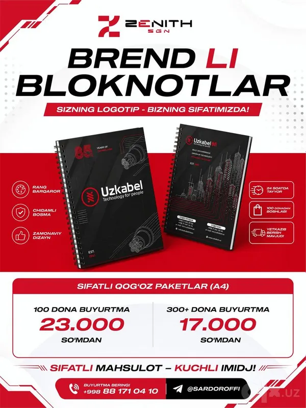 Brendli bloknotlar | Logo bilan Brendli bloknotlar | Logo bilan