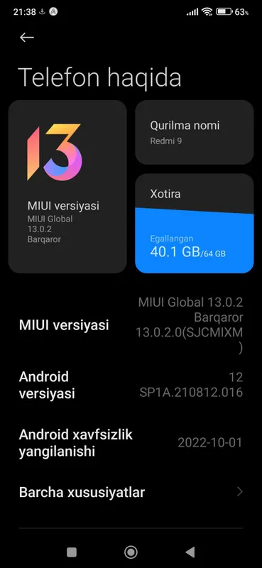 Redmi9 sotiladi qirilgan joylari bor