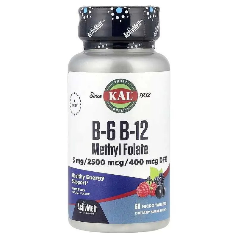 KAL B-6 B-12 Methyl Folate Mixed Berry B-6 B-12 метилфолат B 6 B 12 — фото 1