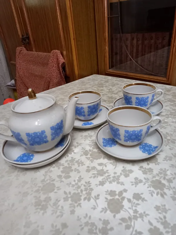 Чайный набор «Пахта» СССР (чайник, чашки, блюдца) — Срочно! — фото 1