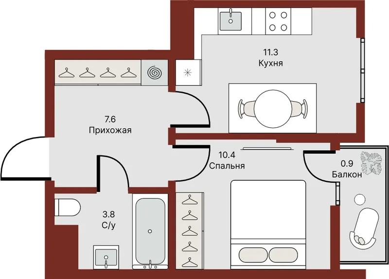 1 xonali kvartira, 34 m2, Mirzo Ulug'bek 2 1 xonali kvartira, 34 m2, Mirzo Ulug'bek 2