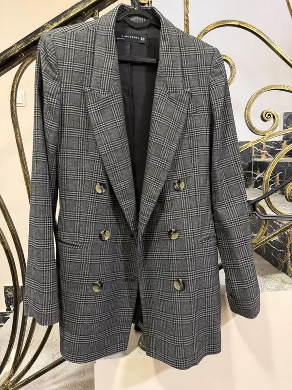 Пиджак Zara в клетку XS 2