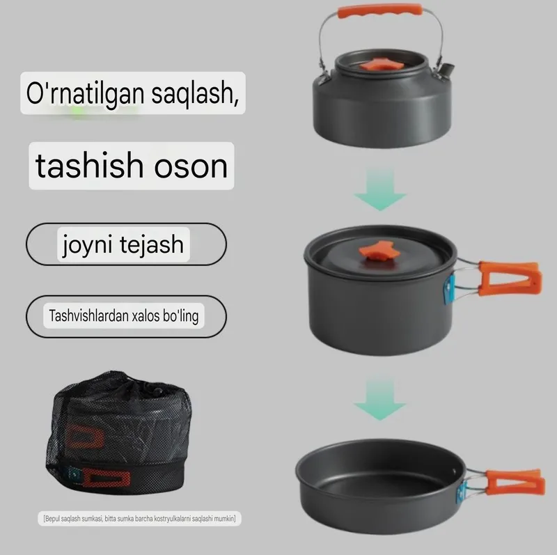 Sayohat uchun sfatli qozon, choynak, skavarodkalar — фото 1