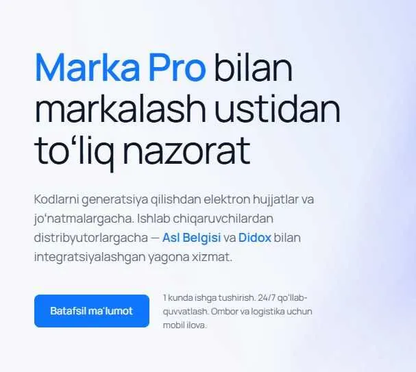 Маркировка под ключ (Asl Belgisi), Markirovka xizmatlari Asl Belgisi Маркировка под ключ (Asl Belgisi), Markirovka xizmatlari Asl Belgisi
