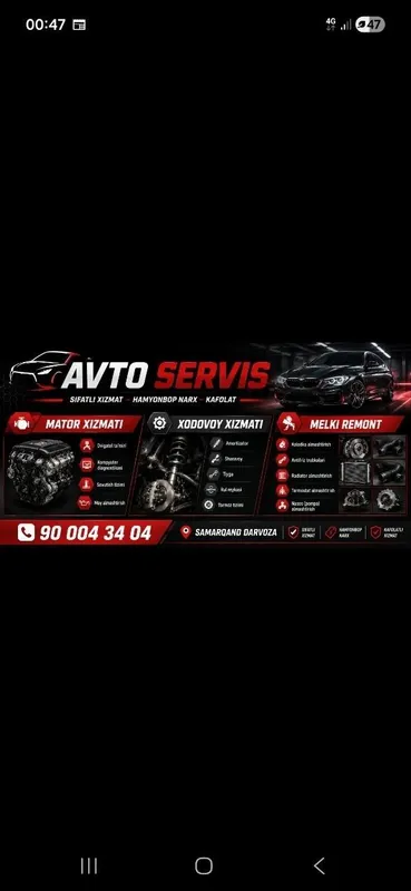 Avto servis xizmati Mator xadavoy 24/7 Avto servis xizmati Mator xadavoy 24/7