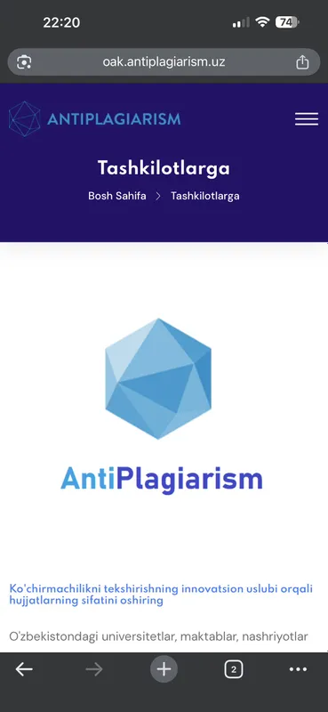 Antiplagiat Tekshiruvi:Xalqaro Tizimlarda Kafolat — фото 1
