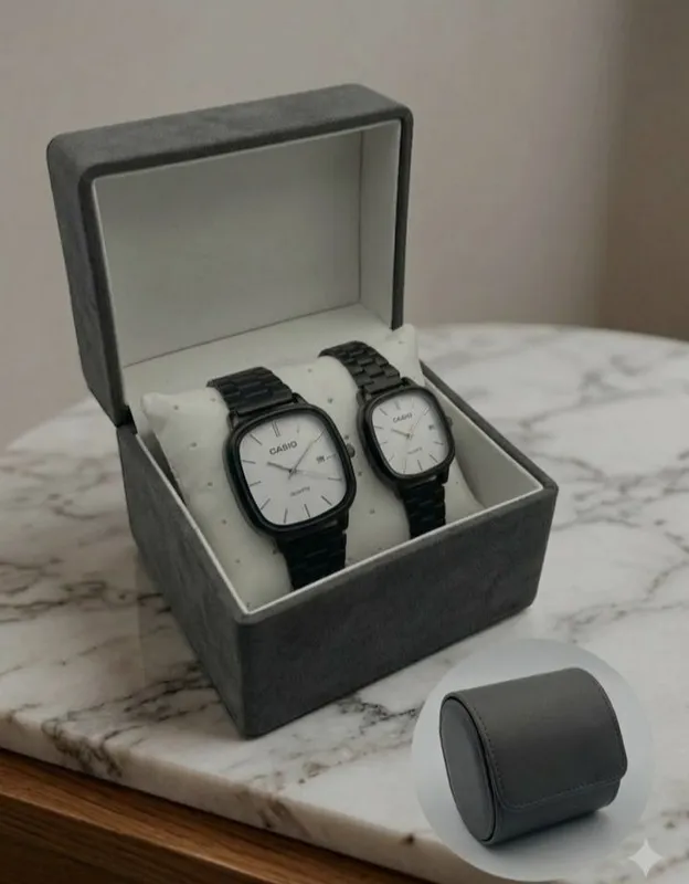 Juft soat - minimalist to'rtburchak dizaynli Quartz Couple Set