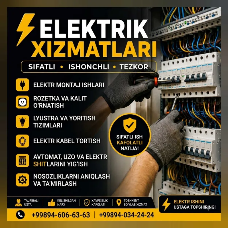 Elektrik xizmatlari — Sifatli va ishonchli Elektrik xizmatlari — Sifatli va ishonchli