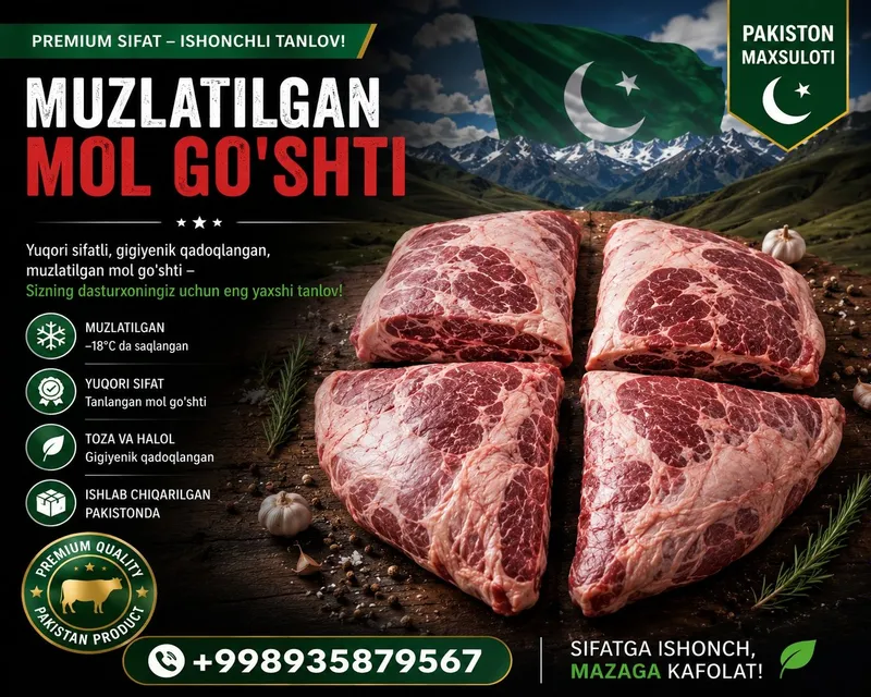 Muzatilgan Mol Go'sht. Gosht pokiston Halol. Мясо говядина с Доставкой 1 Muzatilgan Mol Go'sht. Gosht pokiston Halol. Мясо говядина с Доставкой 1
