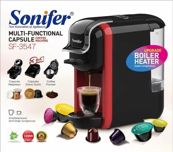 Кофемашина 3 в 1 Sonifer SF-3547, подходит для капсульного