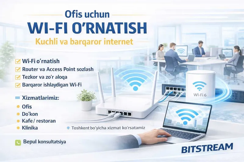 Ofis uchun Wi-Fi o‘rnatish | Kuchli va barqaror internet