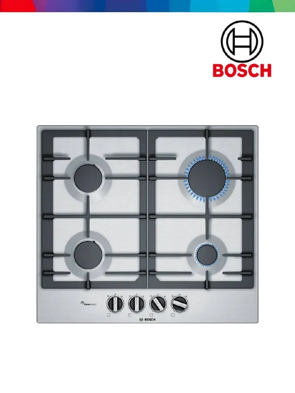 Bosch PCP6A5B90M 60 sm gazli pishirish paneli Bosch PCP6A5B90M 60 sm gazli pishirish paneli