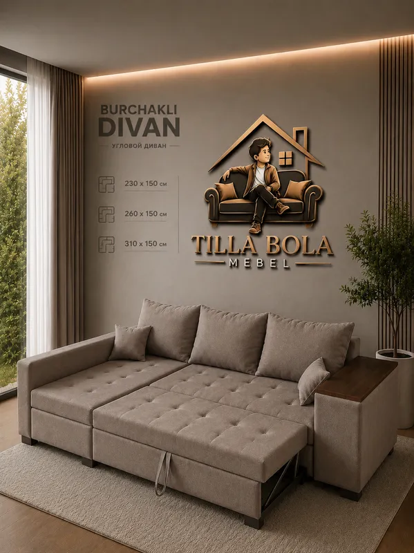Ishlab chiqaruvchidan burchakli yoyiladigan divan 7