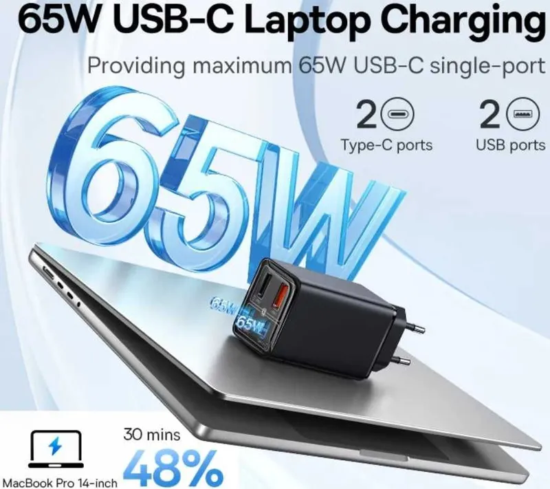 Новая запечатанная Baseus 65W Gan 6 Pro Fast Charger 4 в 1 кабель 100W 5 Новая запечатанная Baseus 65W Gan 6 Pro Fast Charger 4 в 1 кабель 100W 5
