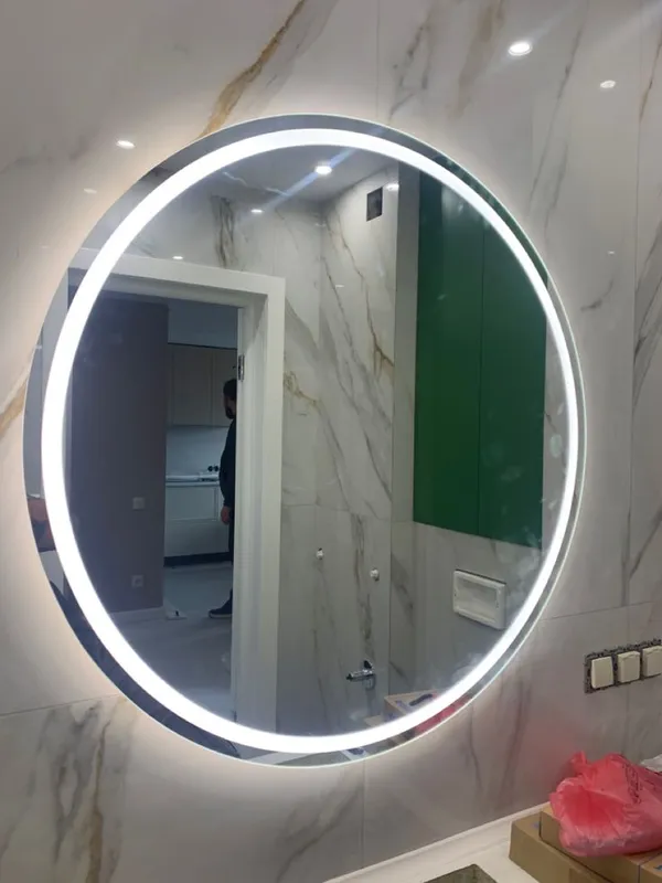 Круглое LED зеркало думалок ойна  зеркало в ванную 3